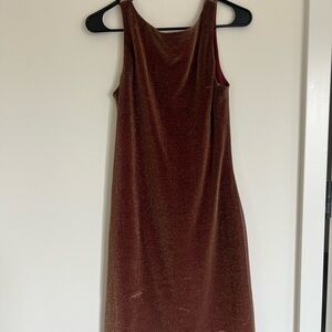 Vintage Sleeveless Maroon dress with Gold overlay